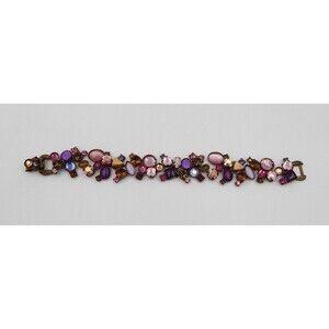 Sorrelli Multi Crystal Pink Shades Colored Stones Bracelet Antiqued Brass Tone